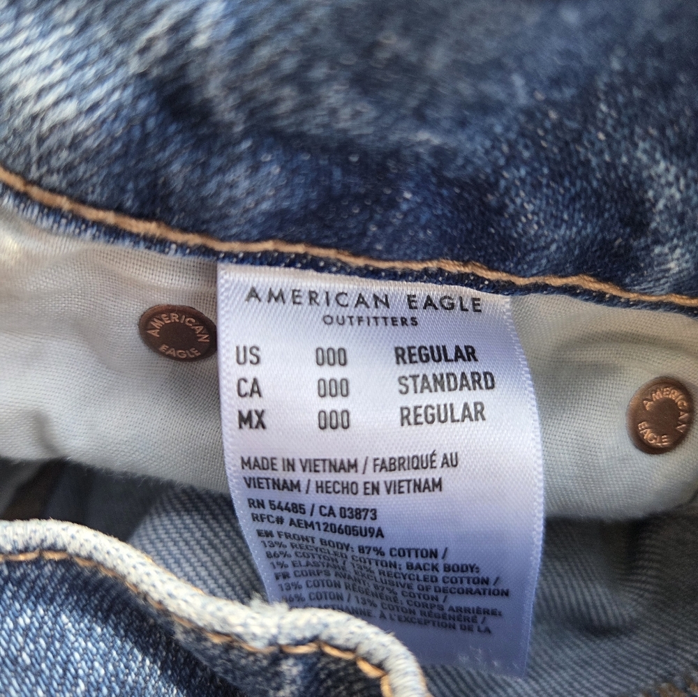 American Eagle Size 00 Super High Rise Baggy‎ Straight Denim Jeans - Picture 8 of 8
